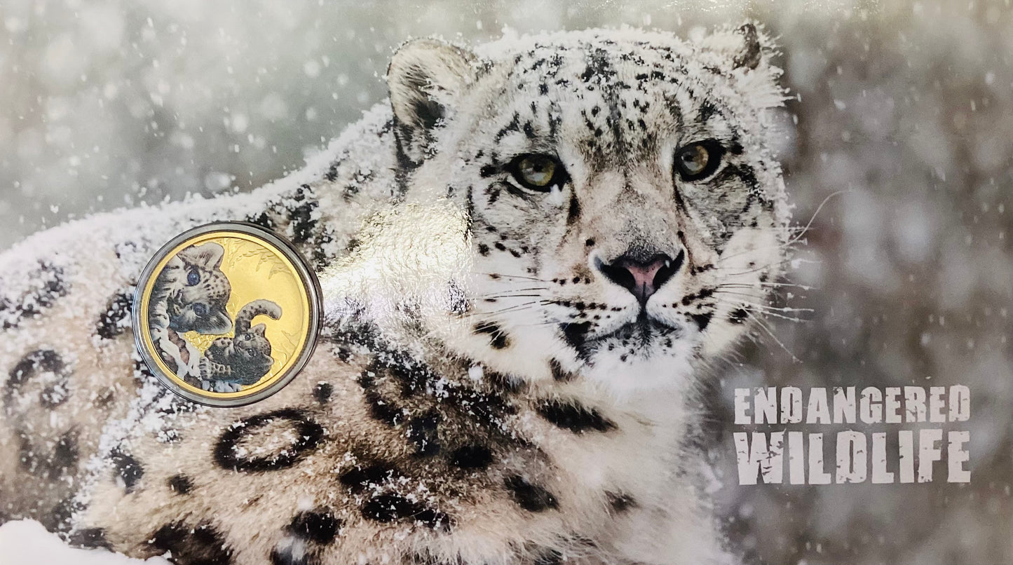 2016 PNC Snow Leopard Endangered Wildlife Perth Mint Tuvalu $1 Coin