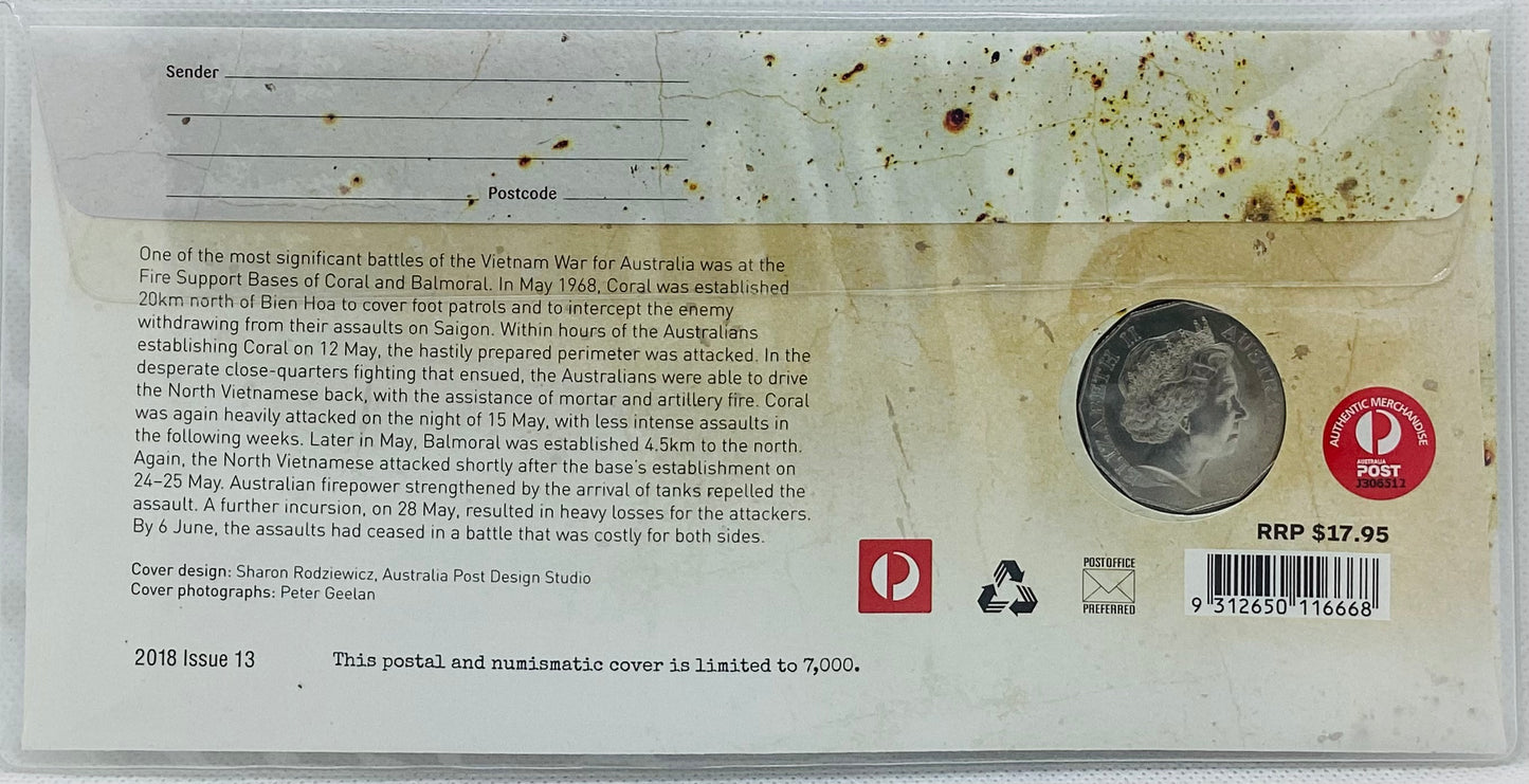 2018 Battles of Coral and Balmoral 50 Years PNC with 50c Coin