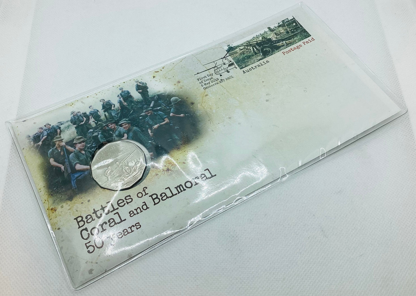 2018 Battles of Coral and Balmoral 50 Years PNC with 50c Coin