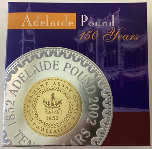 2002 $10 Silver Proof Coin 150th Anniversary Adelaide Pound RAM