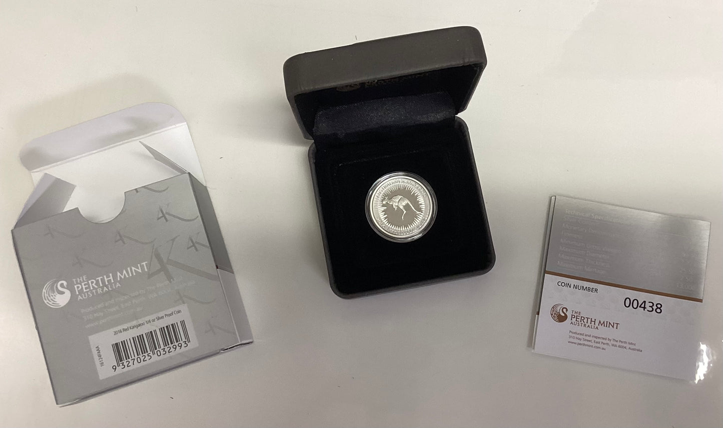 2016 Australian Kangaroo - 1/4oz Silver Proof Coin - Perth Mint -