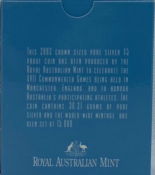 2002 XVII Commonwealth Games $5 999 Pure Silver Coin - RAM - 36.31g