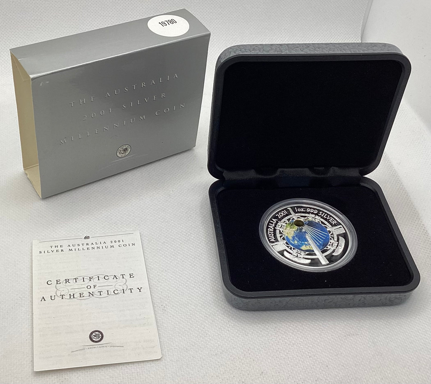 2001 Australian Millennium Cleopatra’s Needle 1 oz Silver Coloured Coin